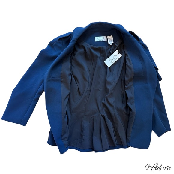 Byron Lars Blue Structured Pockets Tailored Blazer SZ 6 - Picture 9 of 13